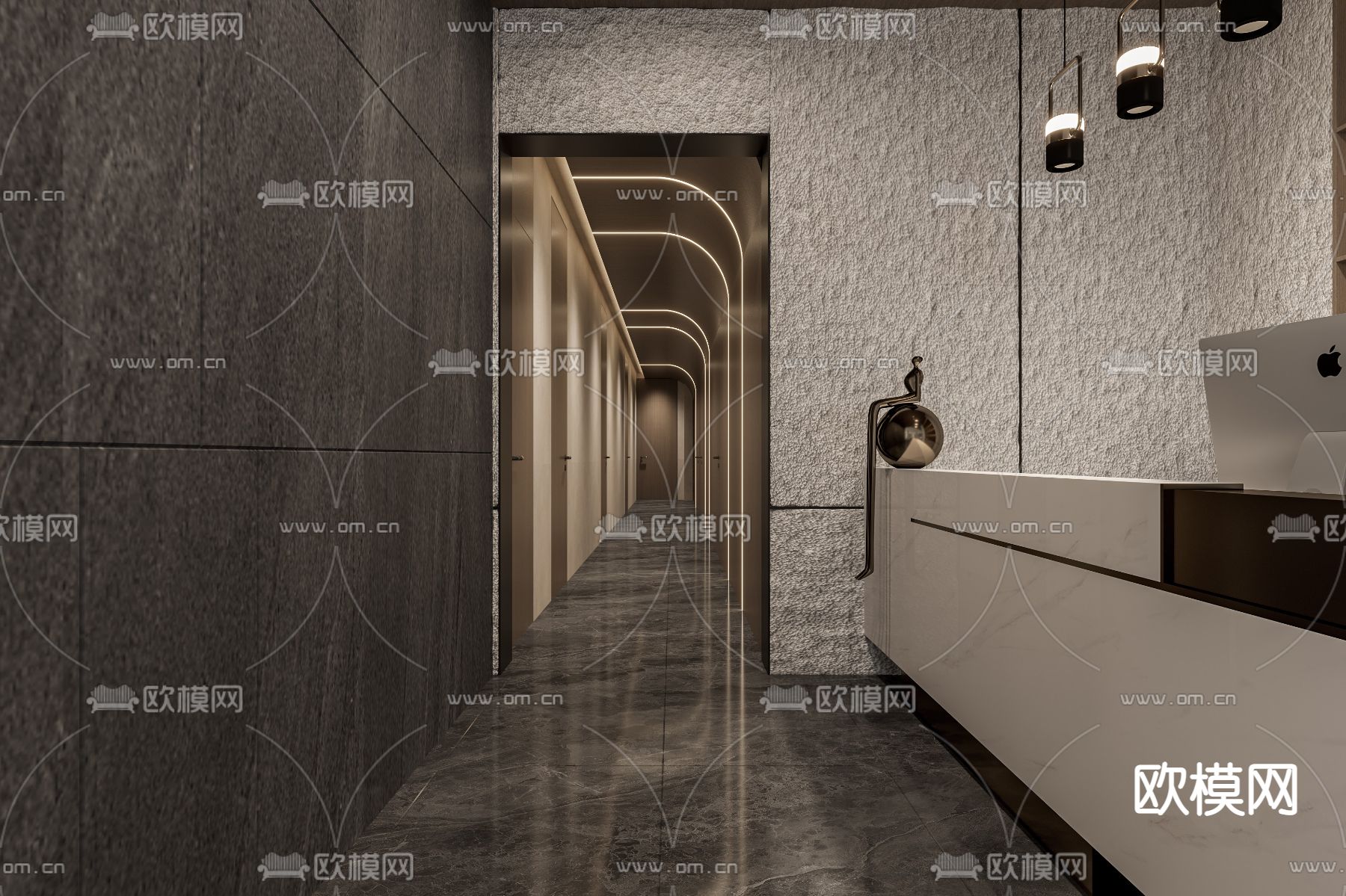 轻奢茶楼3d模型下载（渲染图3）