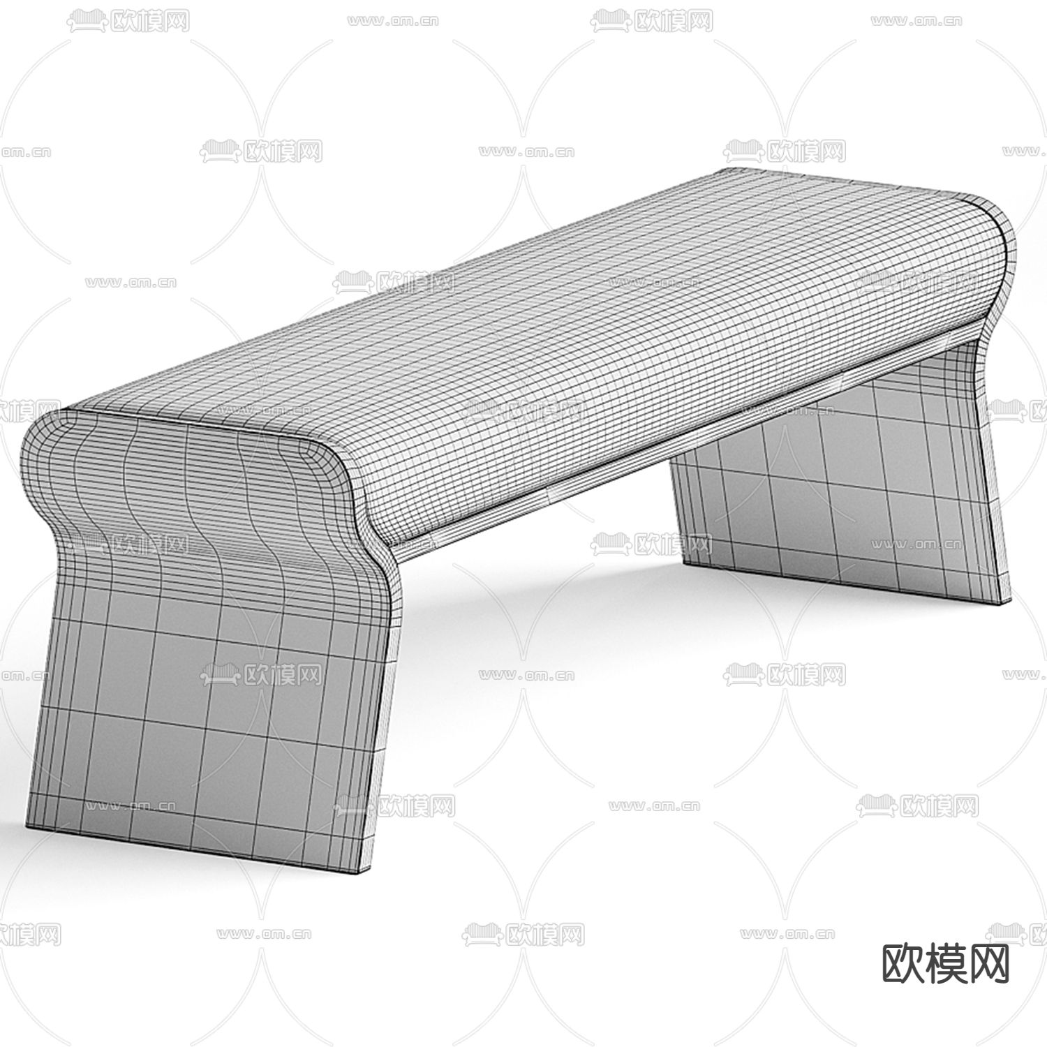 轻奢长凳 凳子3d模型下载（渲染图3）