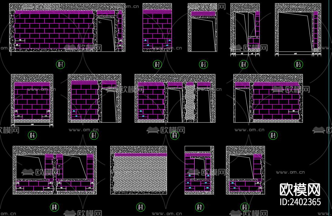 建筑砌砖设计cad施工图下载（渲染图6）