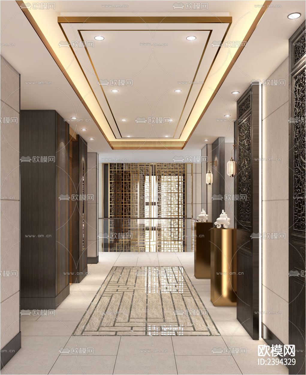 别墅样板间CAD施工图下载（渲染图3）