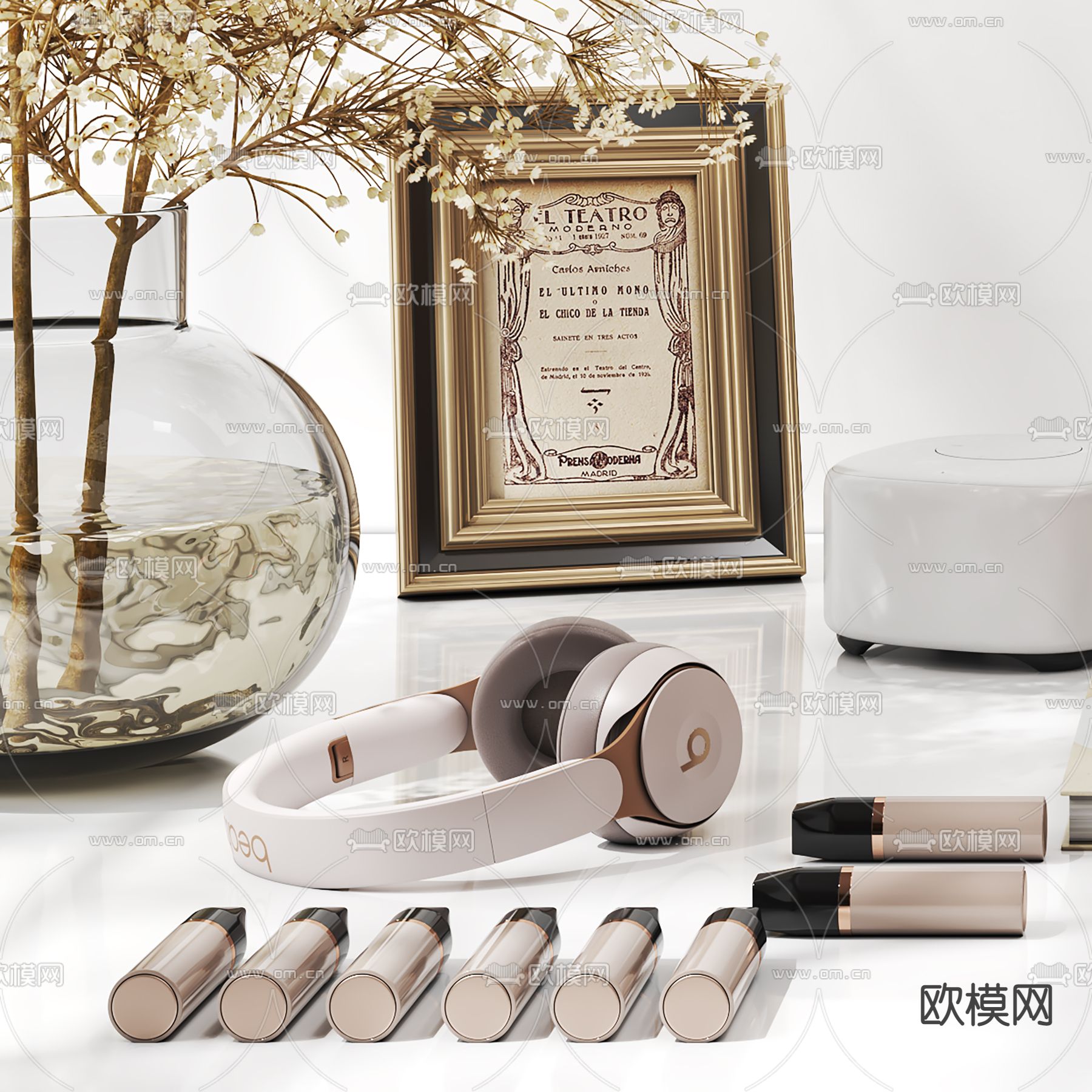 化妆品 花瓶 装饰画 摆件3d模型下载（渲染图3）