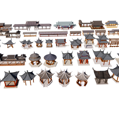 新中式凉亭 景观亭su模型