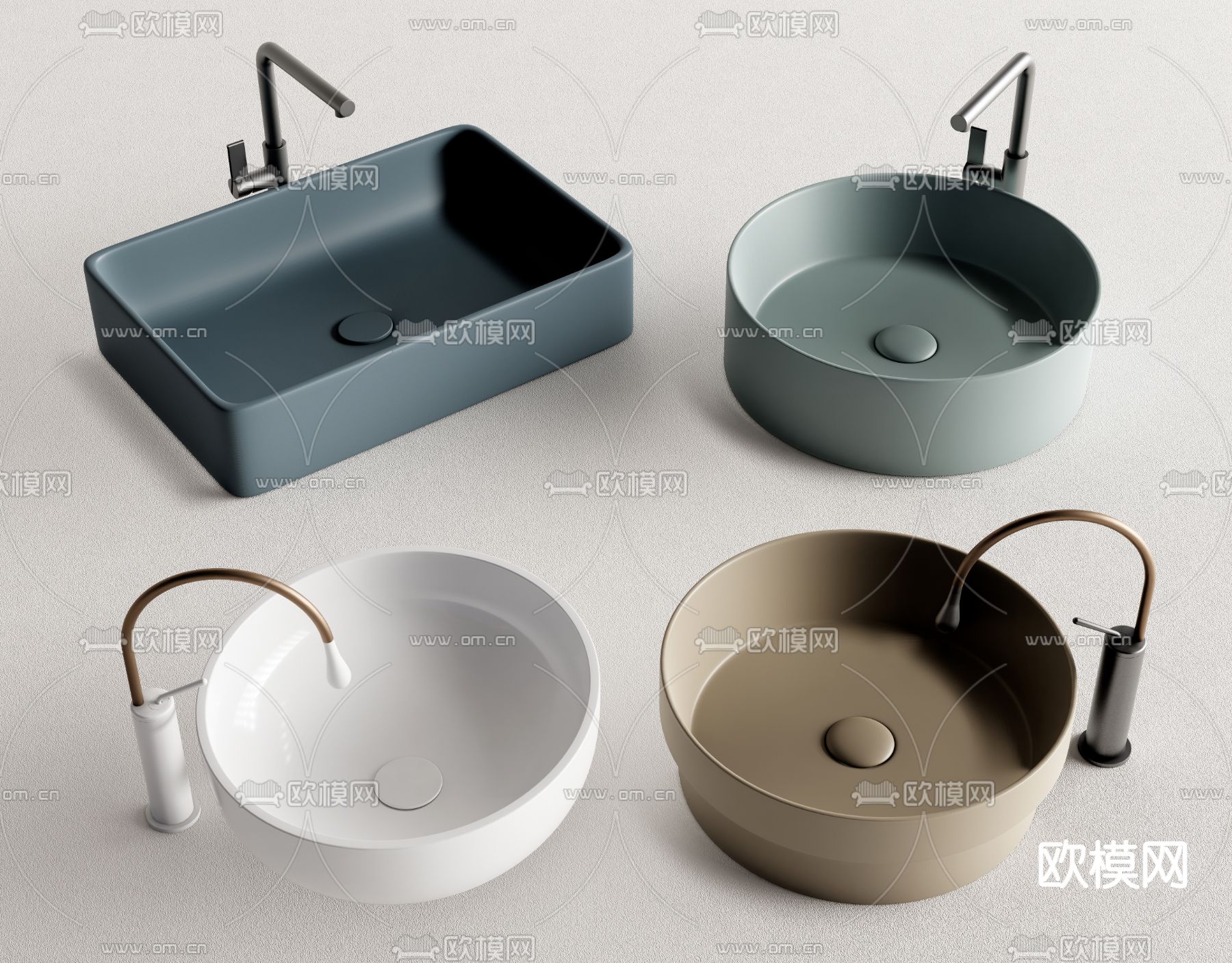 现代洗手台 台盆3d模型下载
