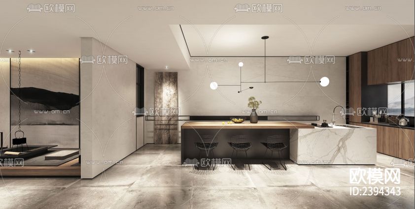 别墅样板间CAD施工图下载（渲染图7）