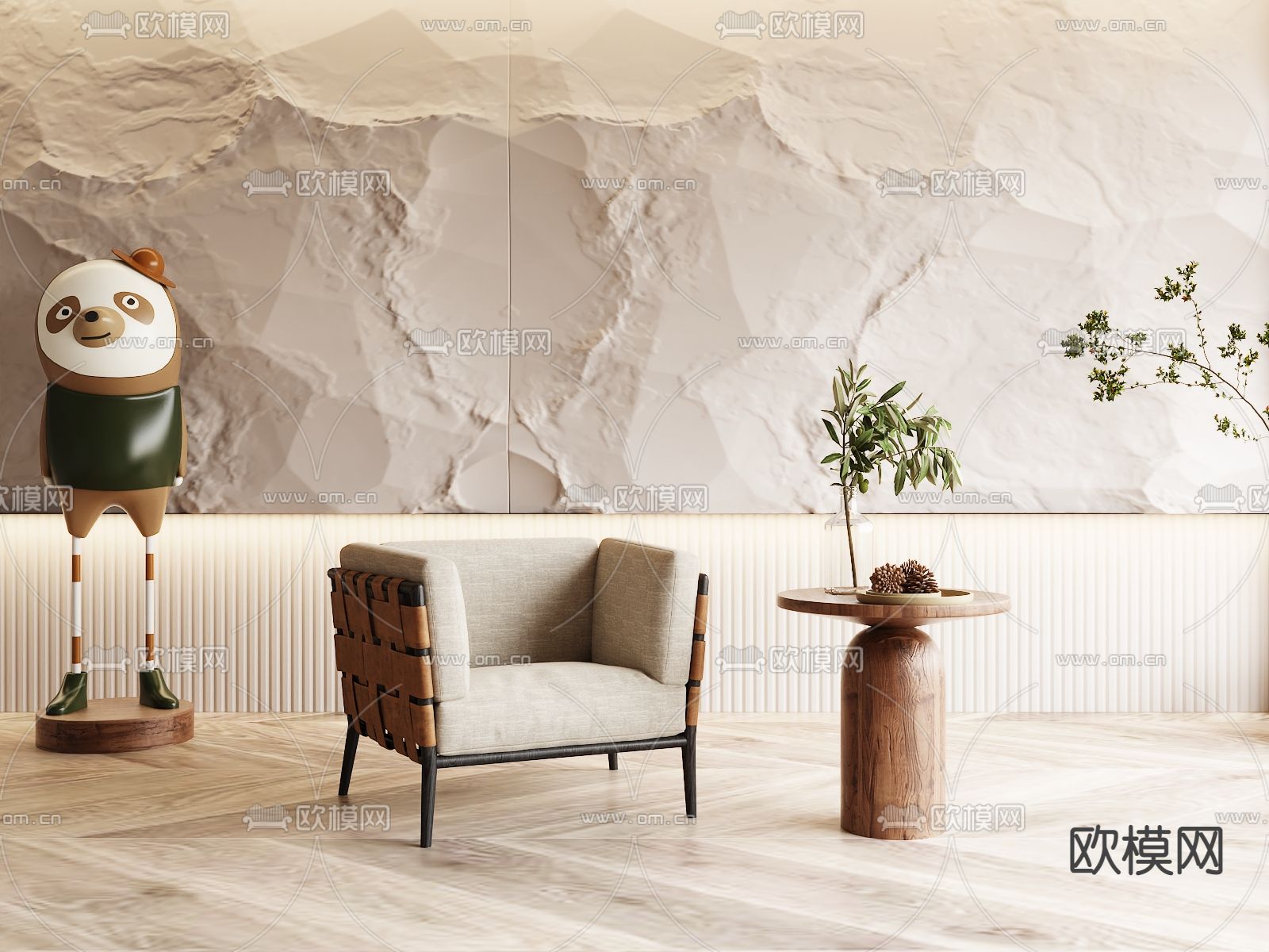 现代单人沙发3d模型下载