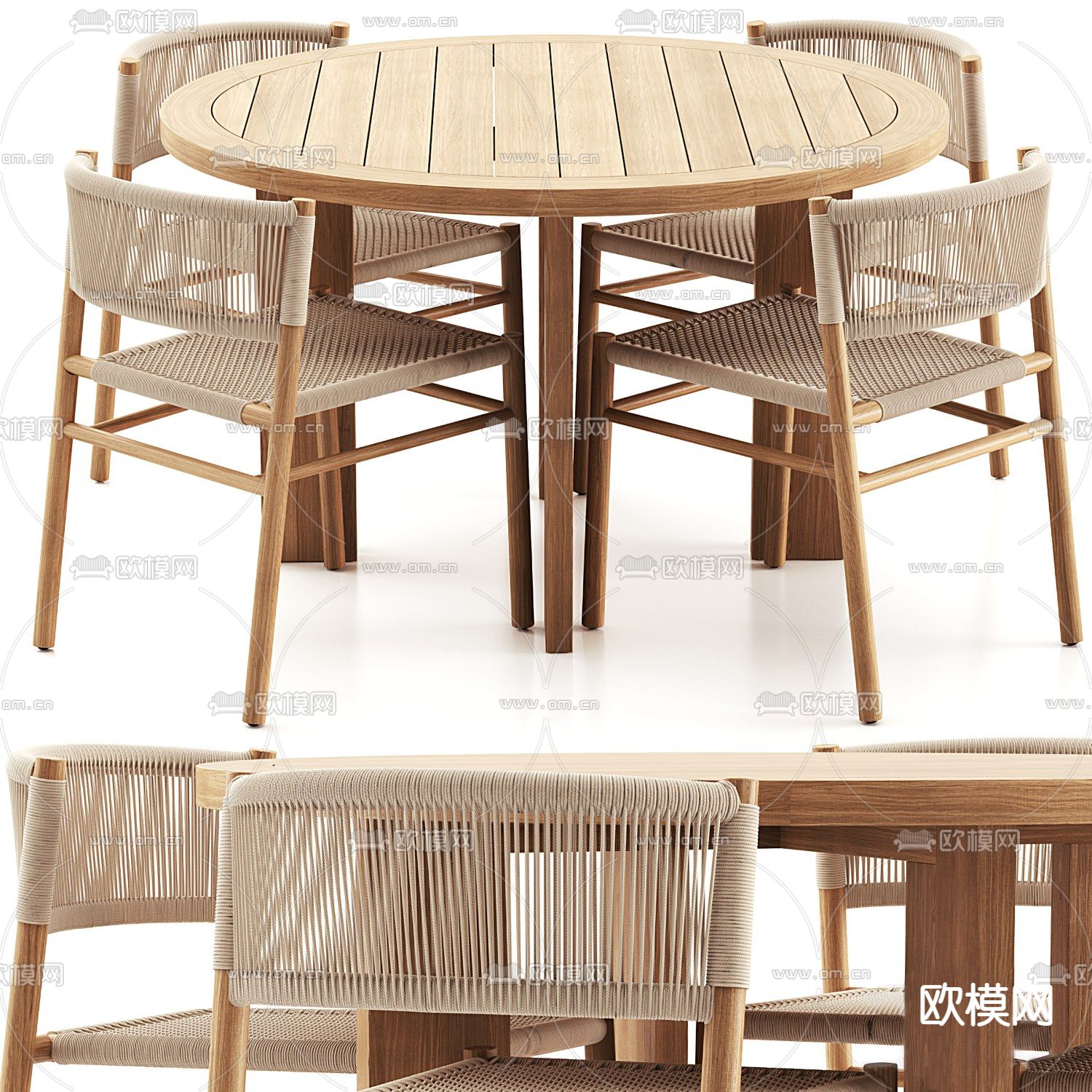 MISSANA 藤编餐桌椅3d模型下载（渲染图2）