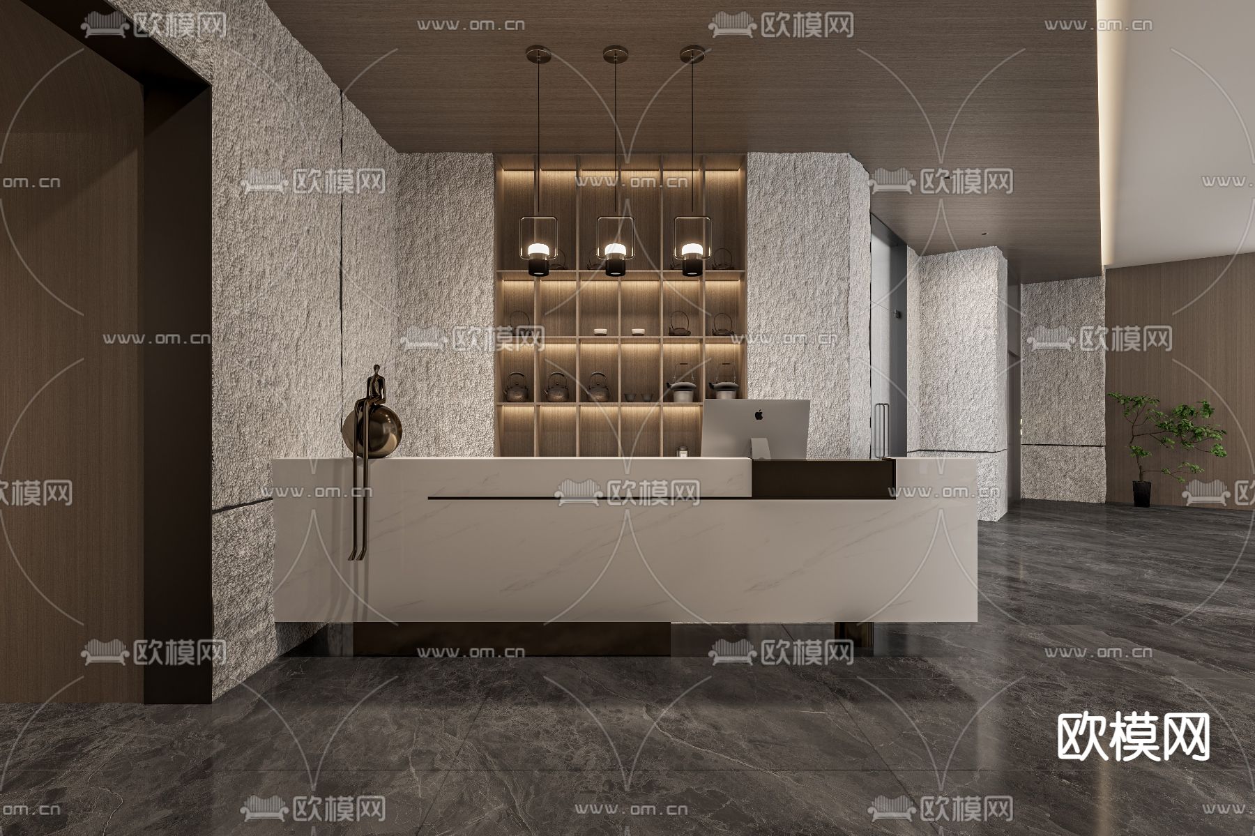 轻奢茶楼3d模型下载（渲染图5）