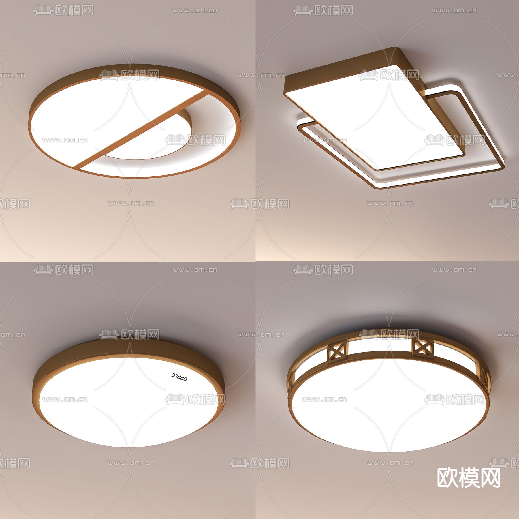 中式圆形吸顶灯3d模型下载