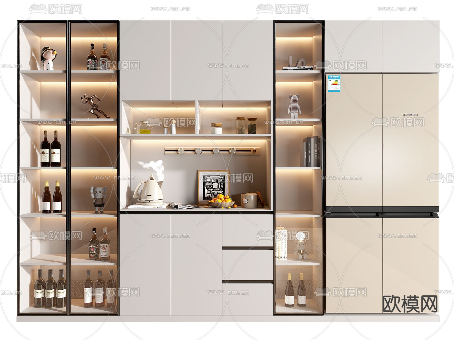 轻奢酒柜3d模型下载