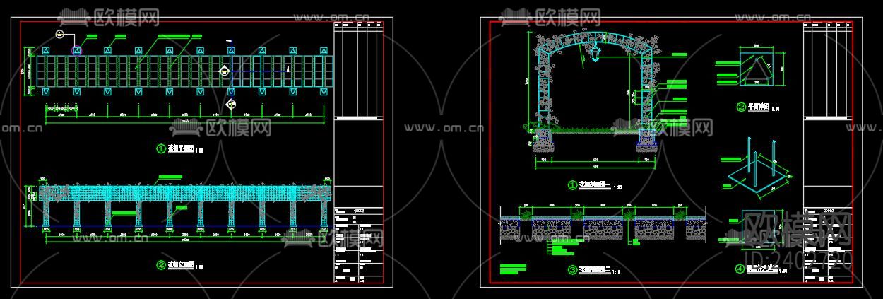 花棚设计cad施工图下载（渲染图6）
