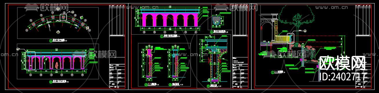 欧式亭廊设计cad施工图下载（渲染图5）
