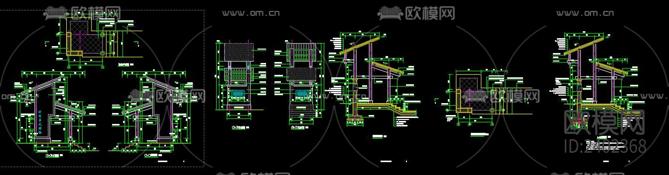 村标设计cad施工图下载（渲染图3）