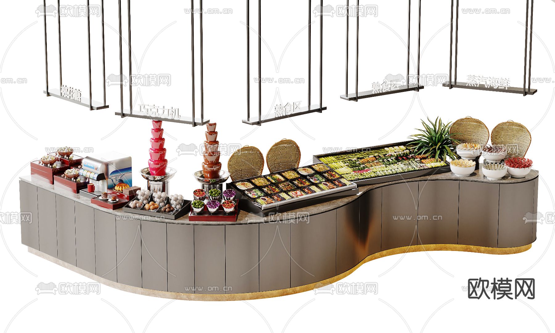 现代自助餐台3d模型