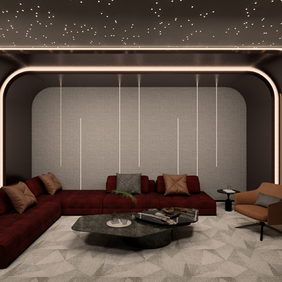  暗黑风影音室su模型 