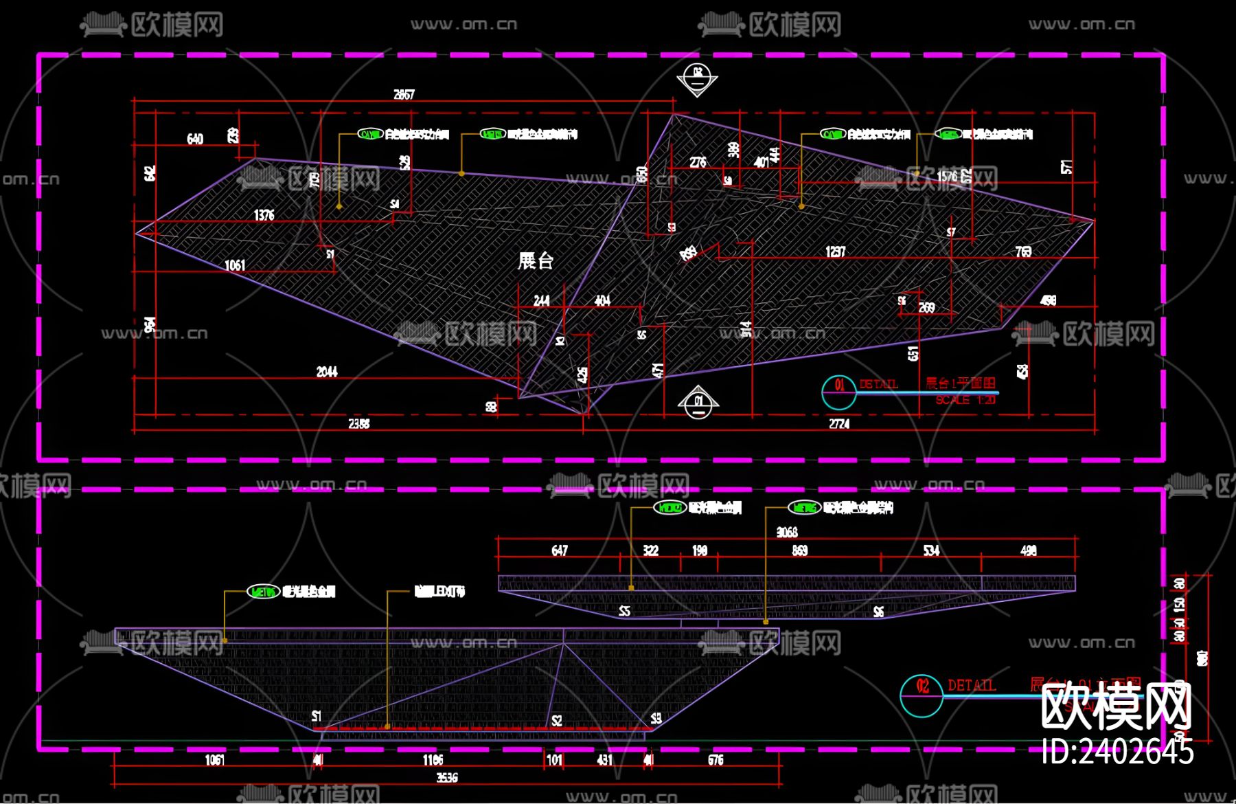 接待台吧台设计cad施工图下载（渲染图2）