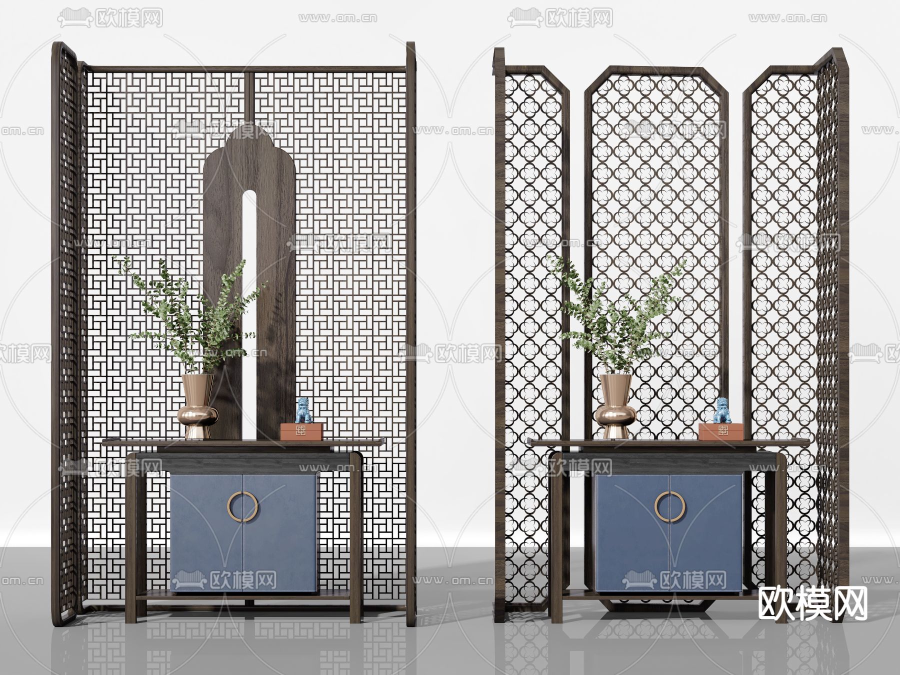 新中式屏风 隔断su模型下载（渲染图1）