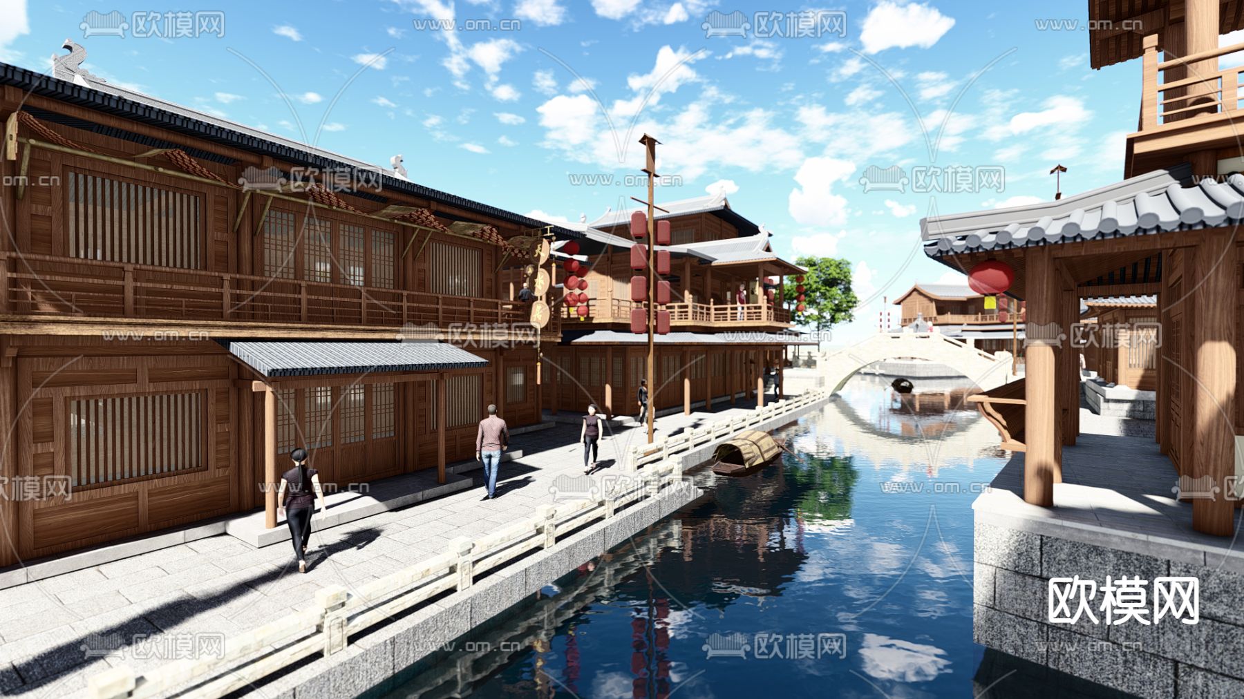 中式古建小镇su模型下载（渲染图1）