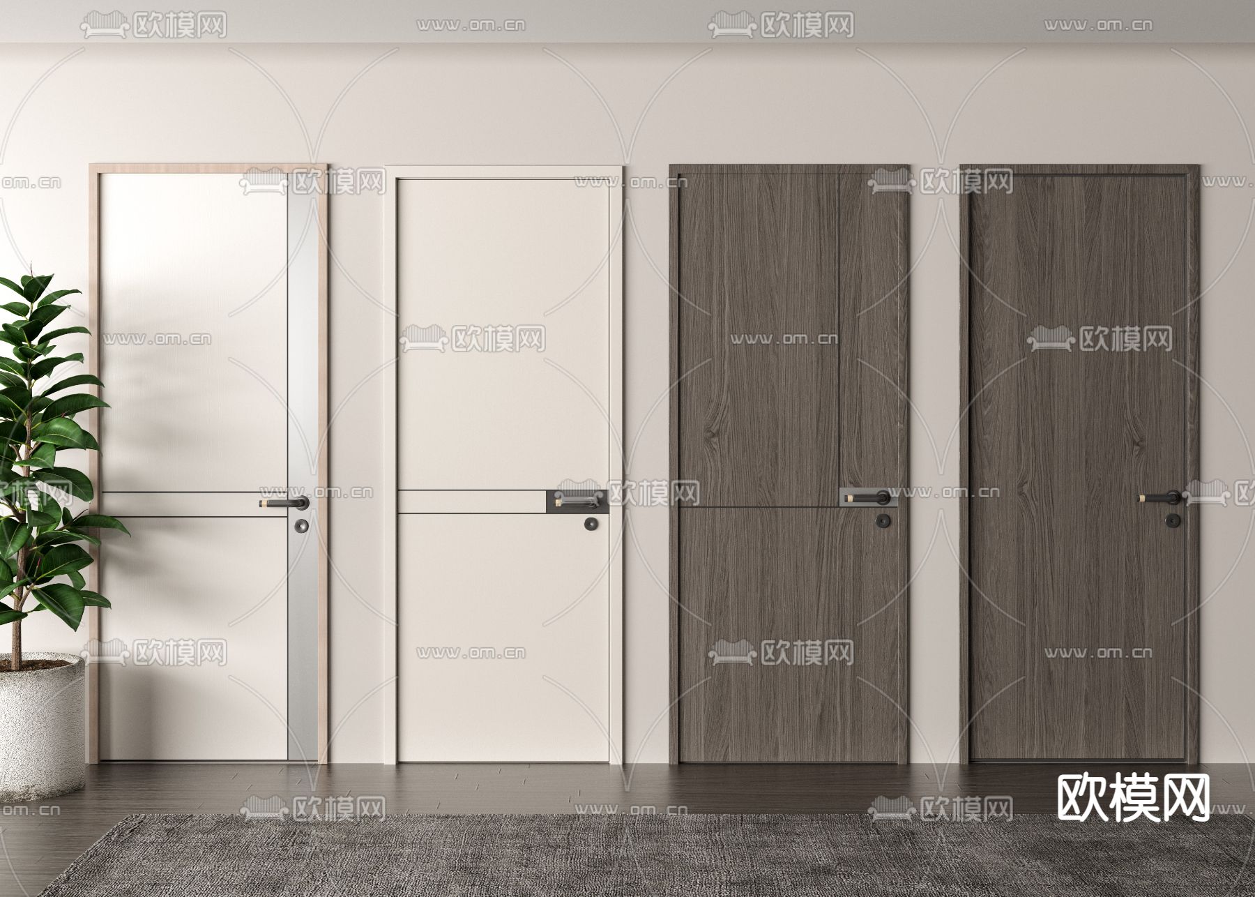 单开门 手拉门 房门3d模型下载