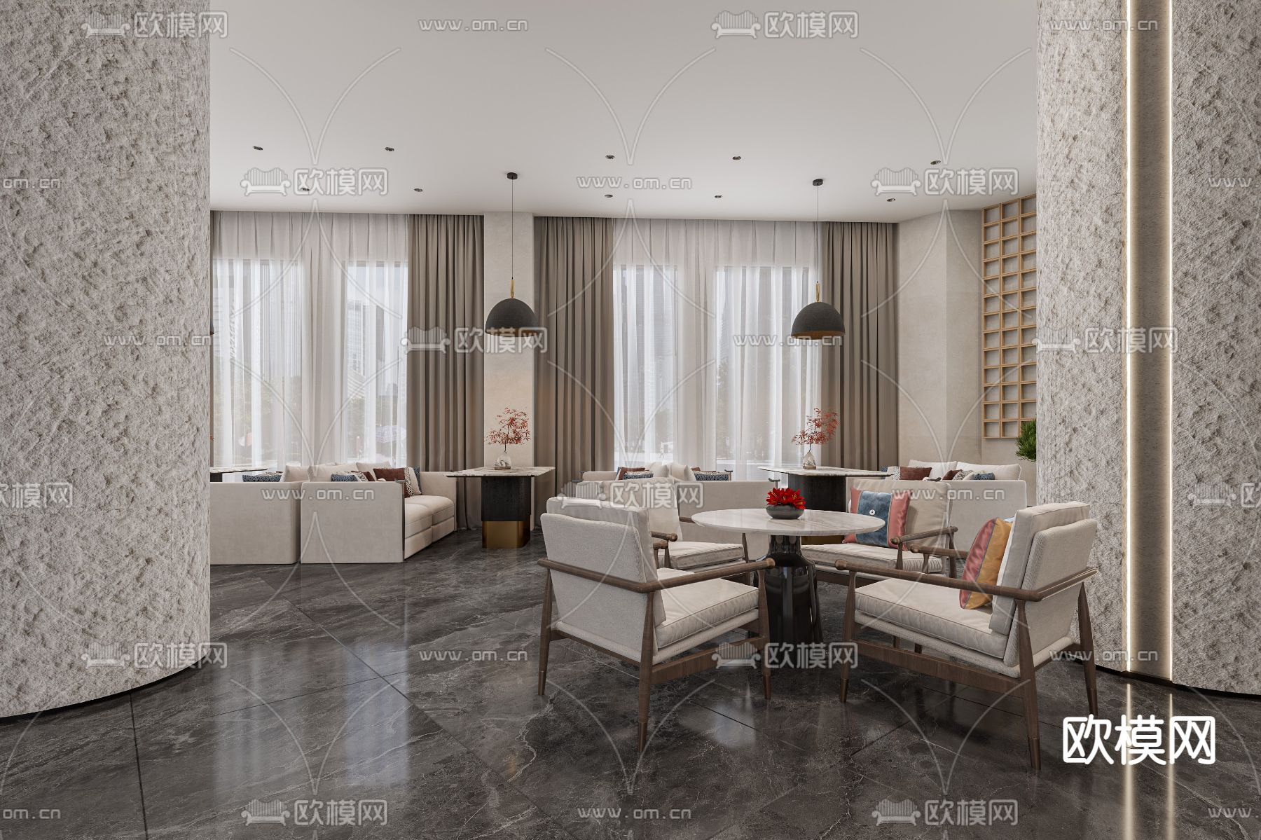 轻奢茶楼3d模型下载（渲染图4）