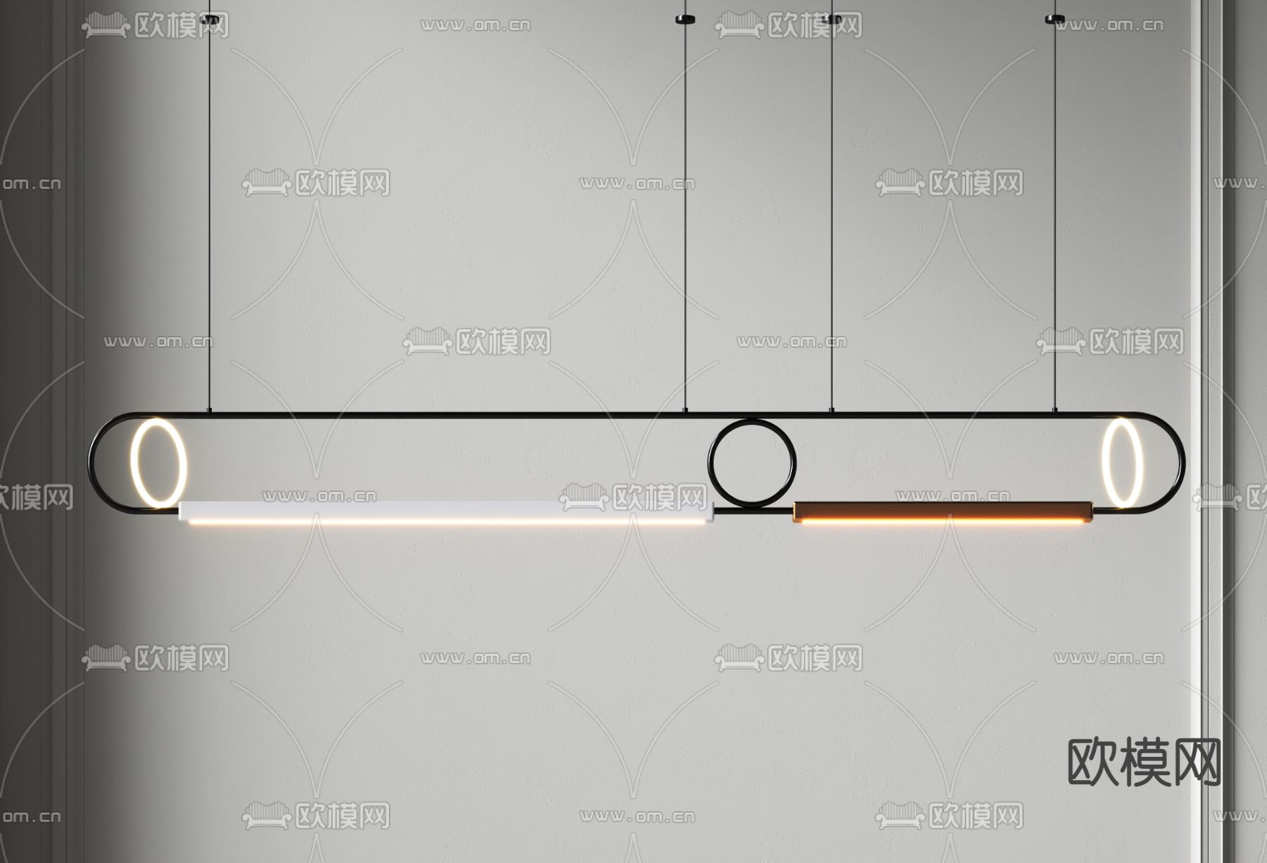 现代一字型吊灯3d模型下载_ID12230159_3dmax免费模型-欧模网