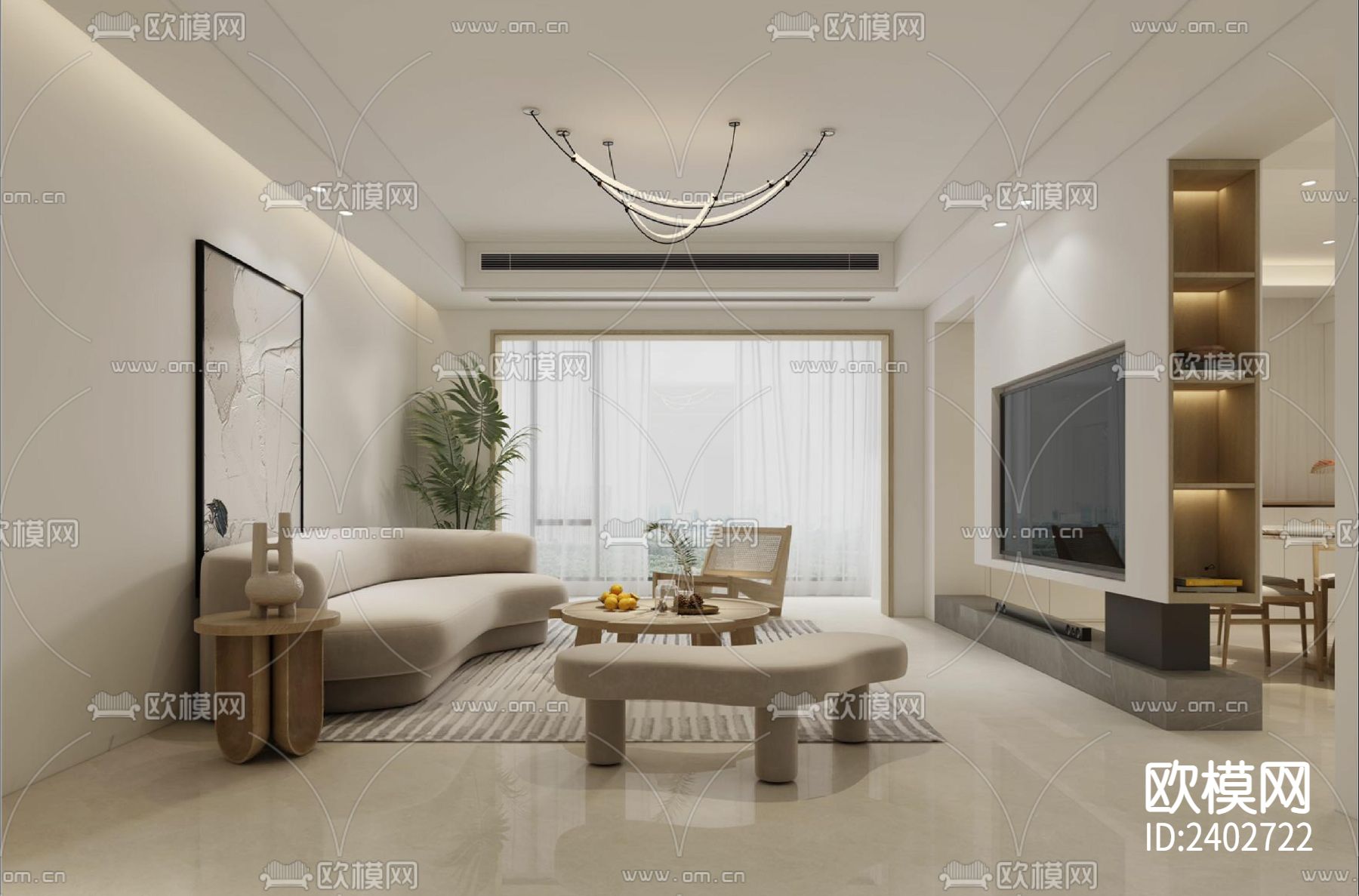 二层复式洋房设计cad施工图下载（渲染图6）