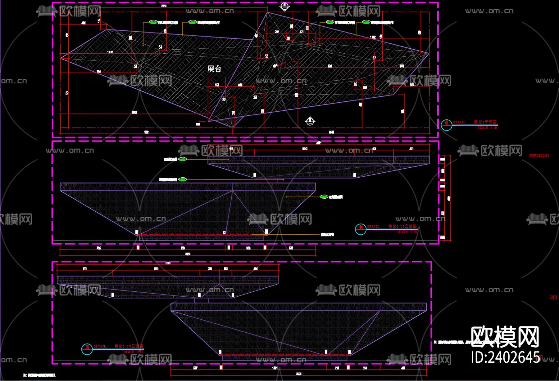 接待台吧台设计cad施工图下载（渲染图4）