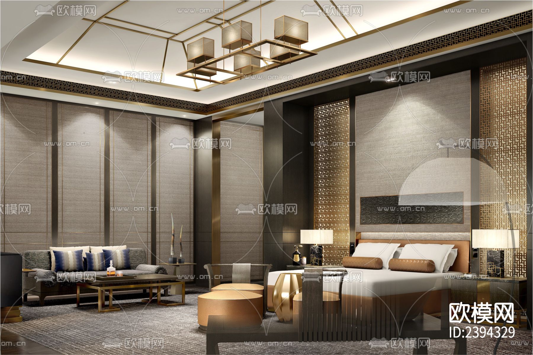 别墅样板间CAD施工图下载（渲染图5）