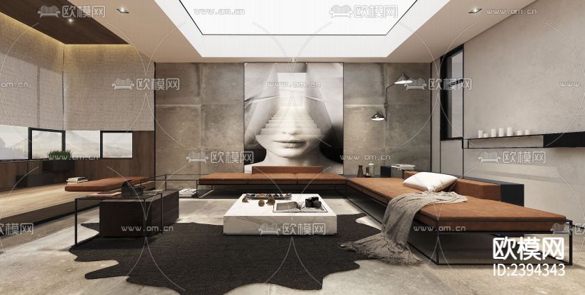 别墅样板间CAD施工图下载（渲染图3）