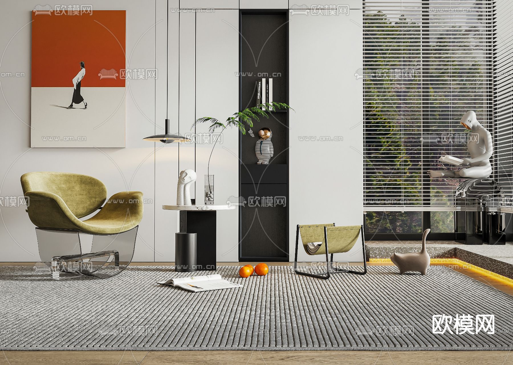 轻奢休闲椅3d模型下载（渲染图3）