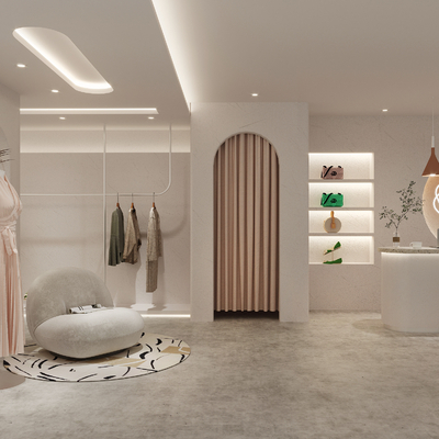  侘寂风女装 服饰店su模型 