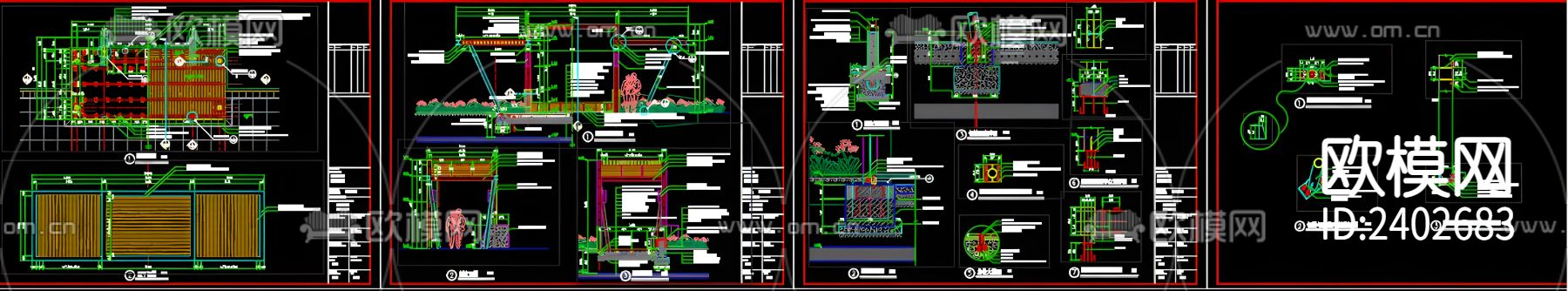 个性廊架设计cad施工图下载（渲染图5）