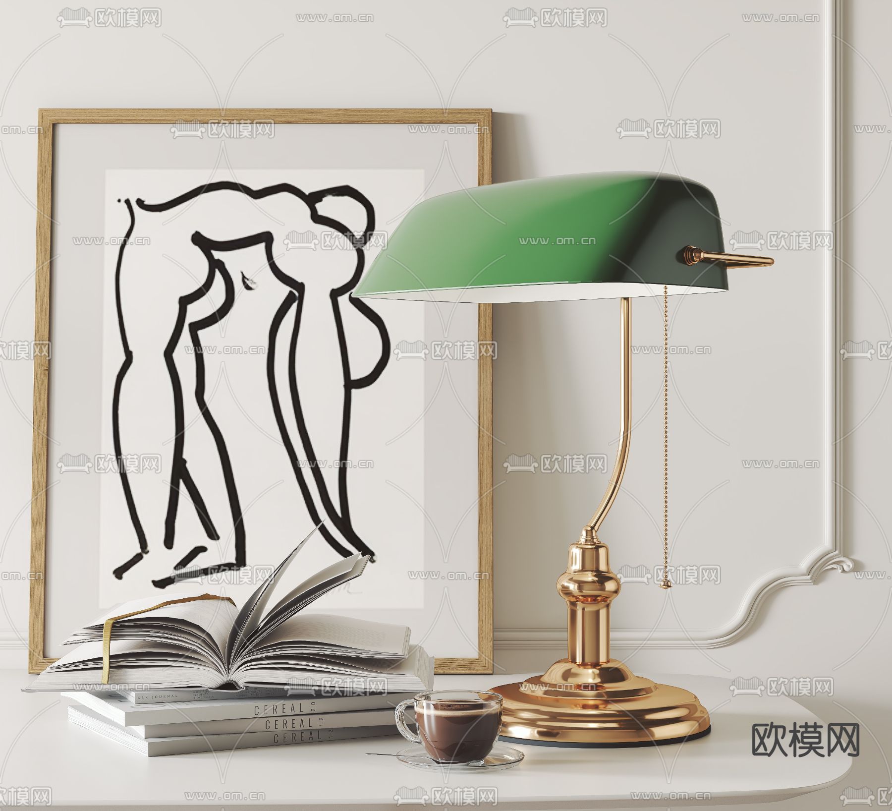 民国风老式台灯 港式台灯3d模型下载