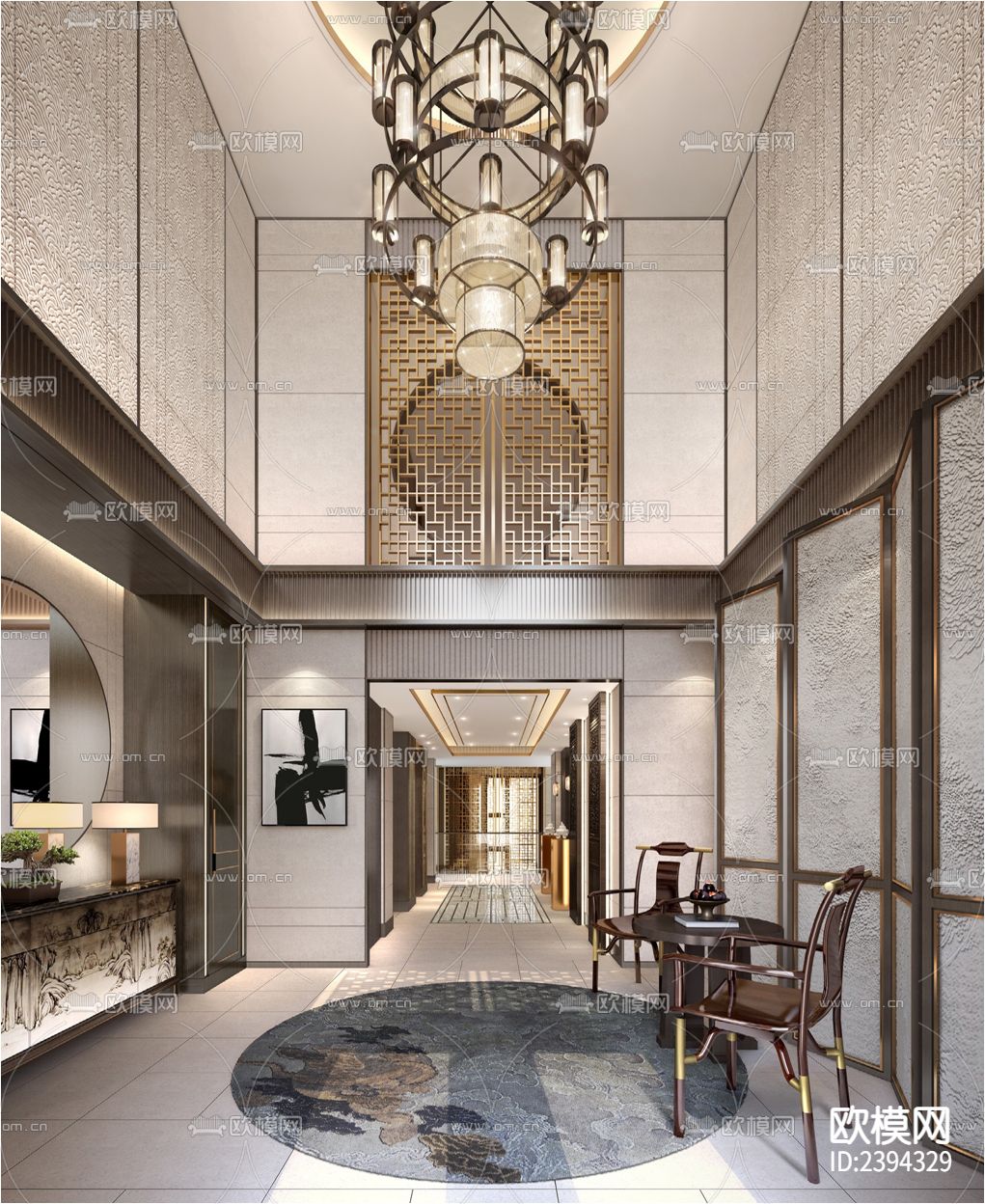 别墅样板间CAD施工图下载（渲染图6）