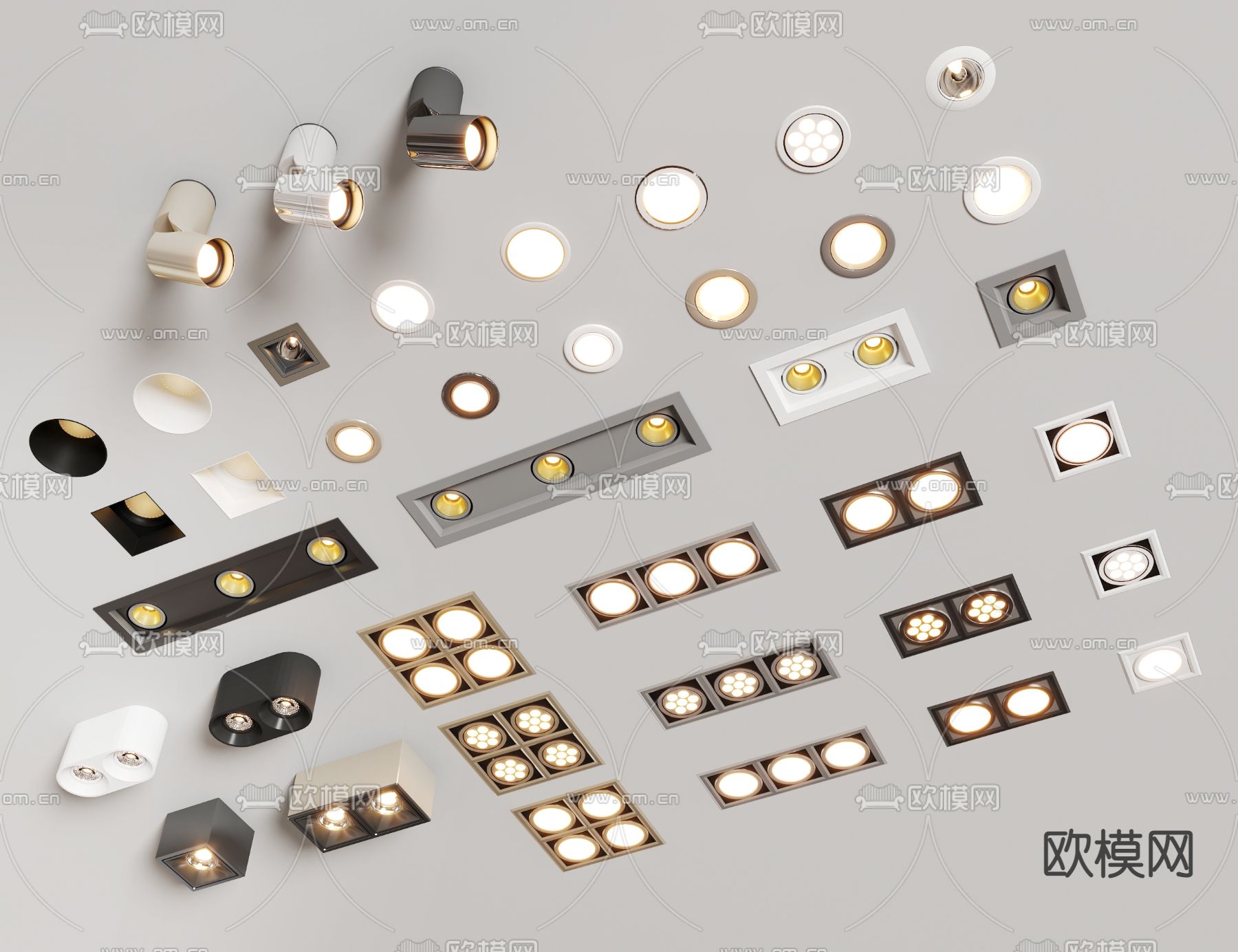 明装筒灯 明装射灯3d模型下载