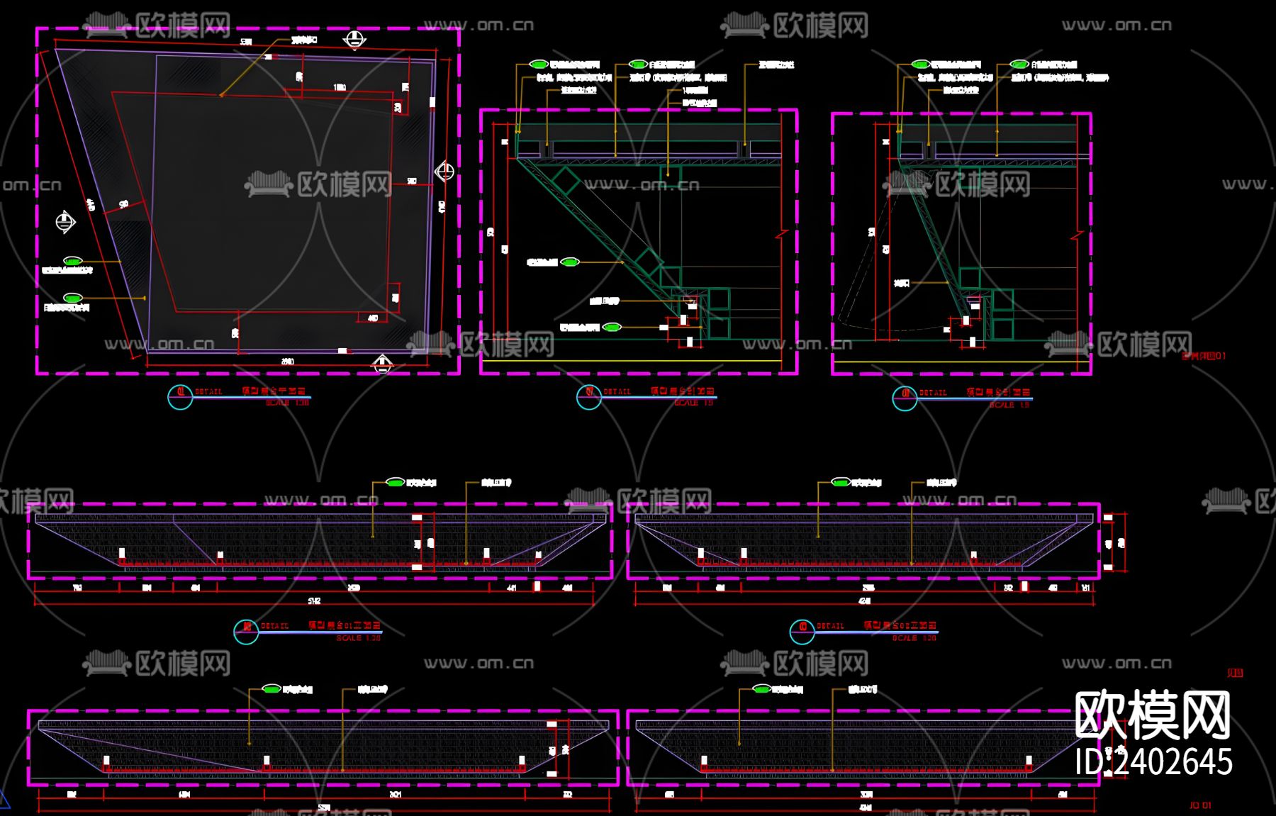 接待台吧台设计cad施工图下载（渲染图6）