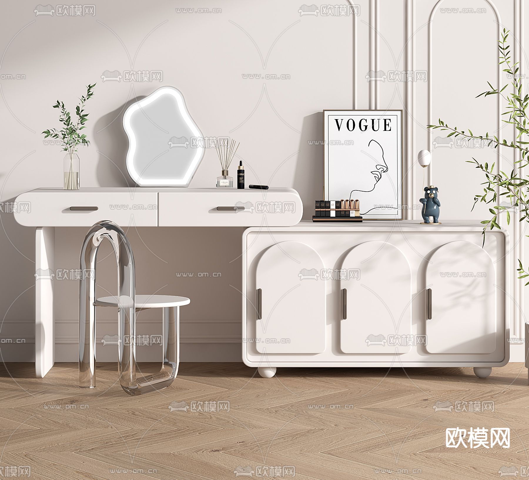 现代梳妆台3d模型下载