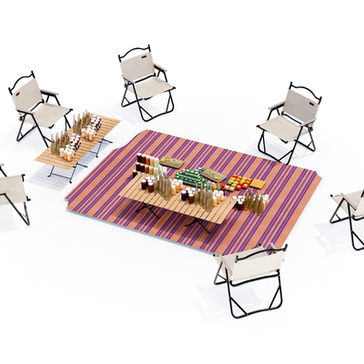  现代露营户外餐桌椅su模型 