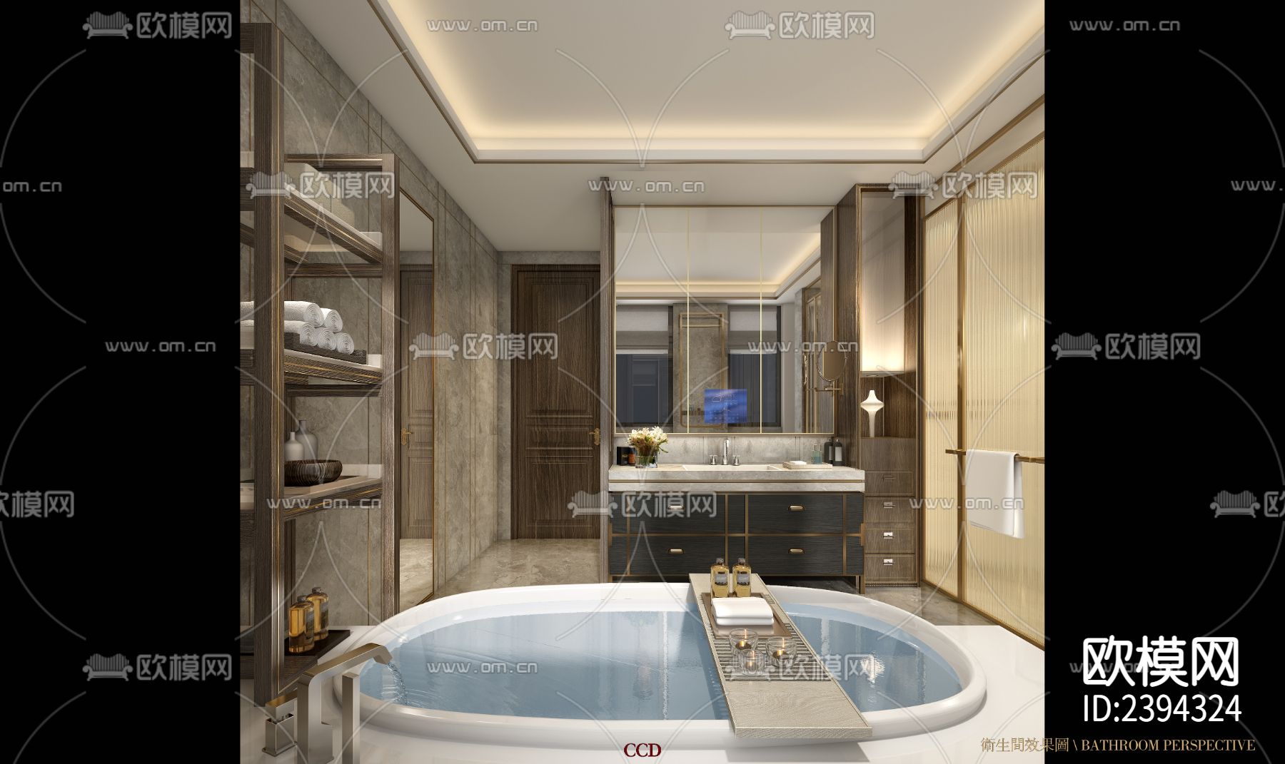 别墅样板间CAD施工图下载（渲染图7）