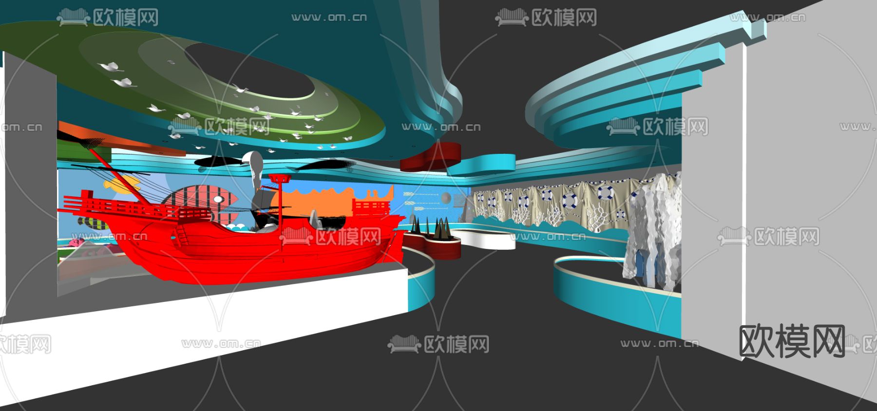 现代儿童海洋馆su模型下载（渲染图3）