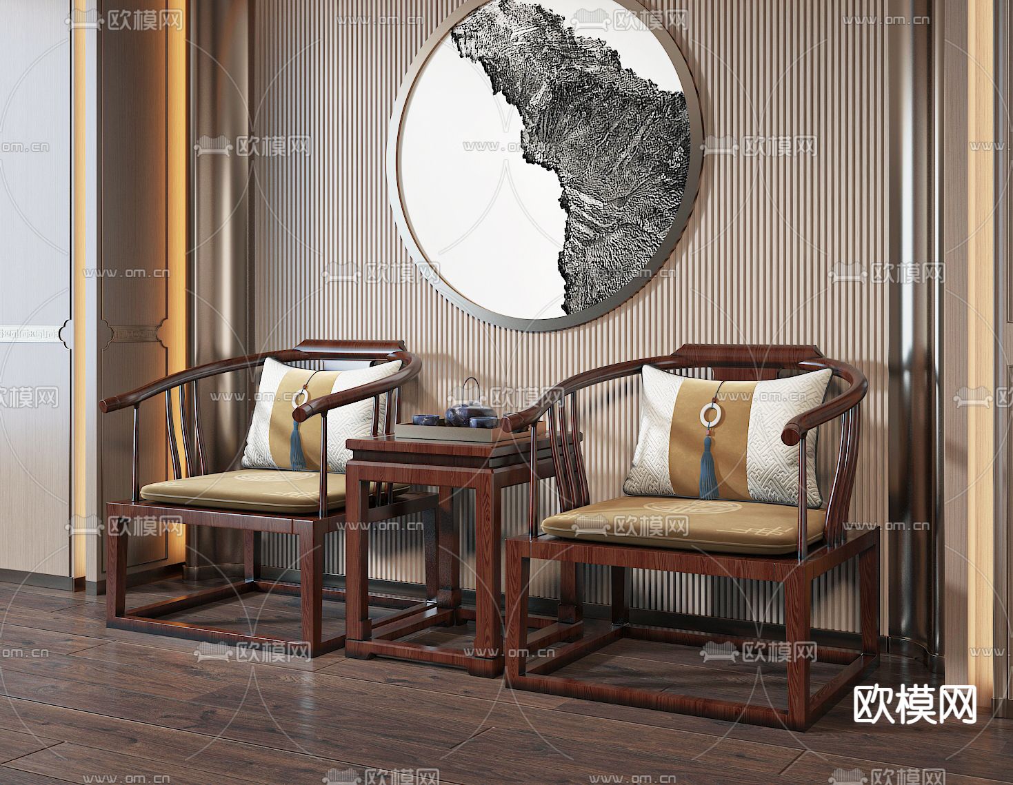 中式单椅子 圈椅3d模型下载