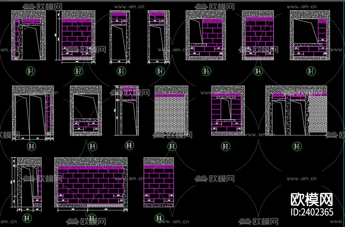 建筑砌砖设计cad施工图下载（渲染图8）