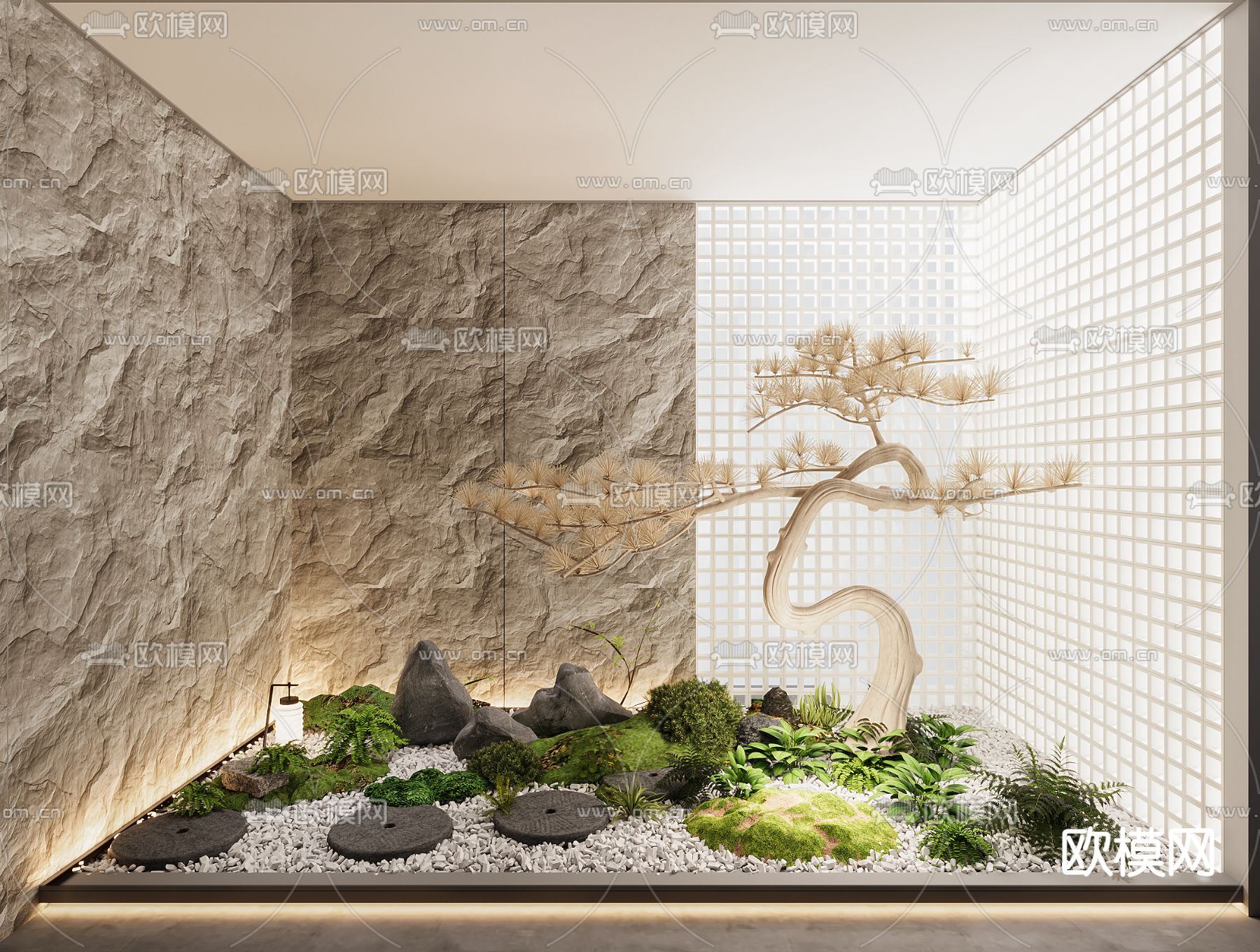 新中式室内景观 小品3d模型下载