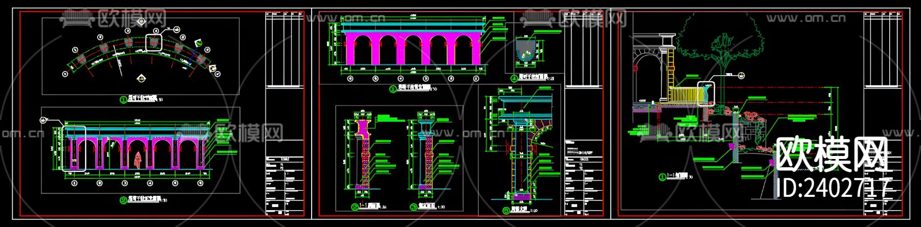 欧式亭廊设计cad施工图下载（渲染图7）