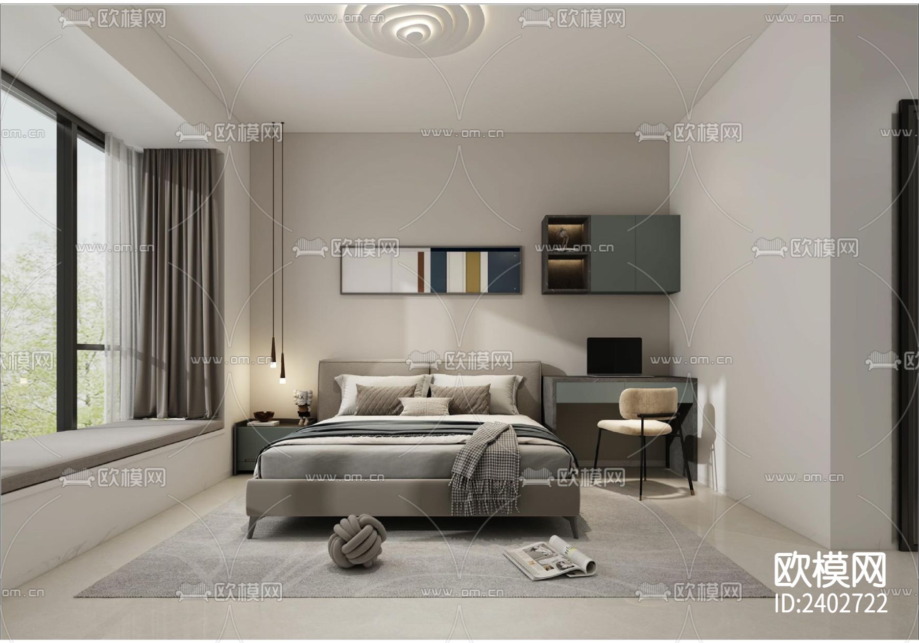 二层复式洋房设计cad施工图下载（渲染图2）