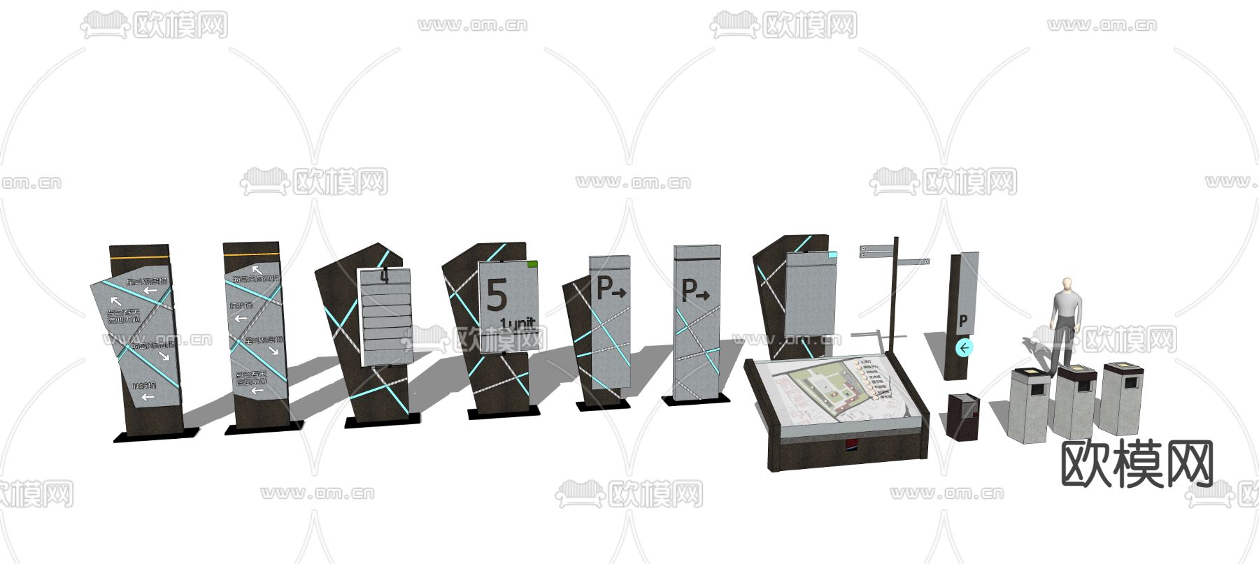 住宅楼指示牌 导示牌su模型下载_ID12227551_sketchup模型下载-欧模网