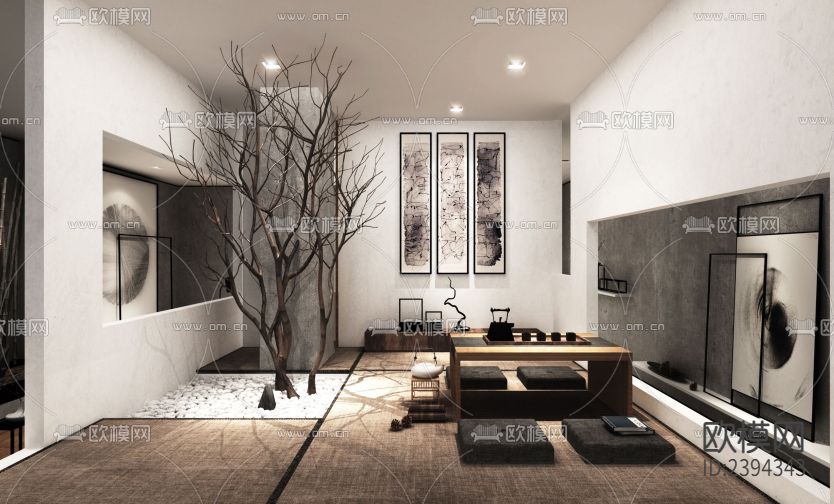 别墅样板间CAD施工图下载（渲染图5）