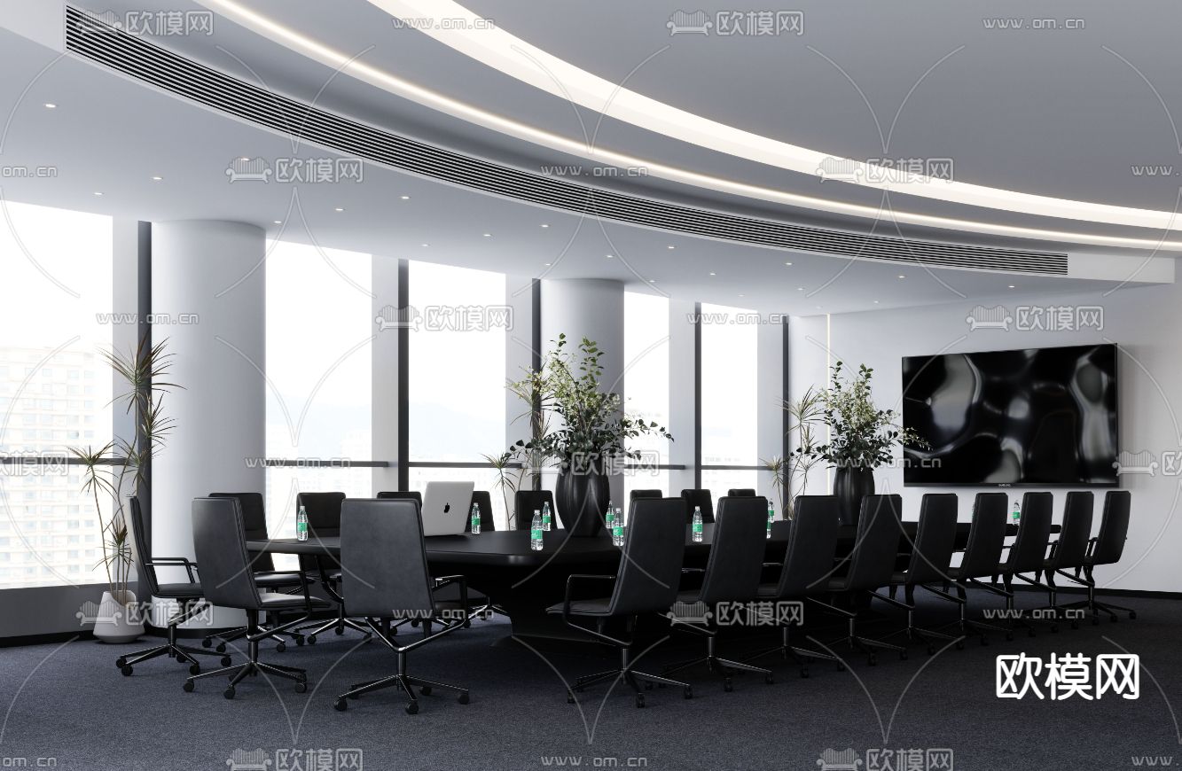 现代会议室3d模型下载_ID12231034_3dmax免费模型-欧模网