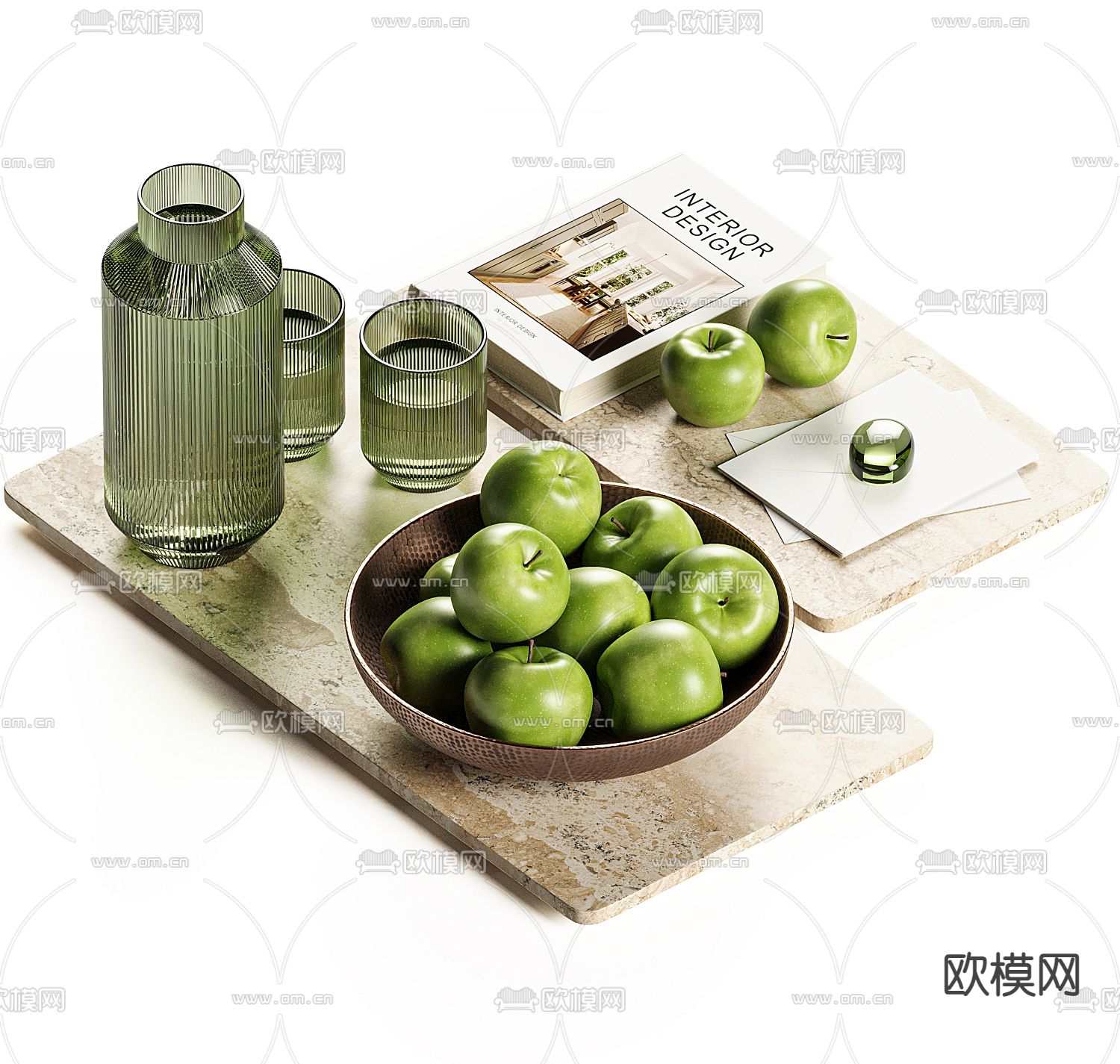 现代水果 果盘3d模型下载（渲染图1）