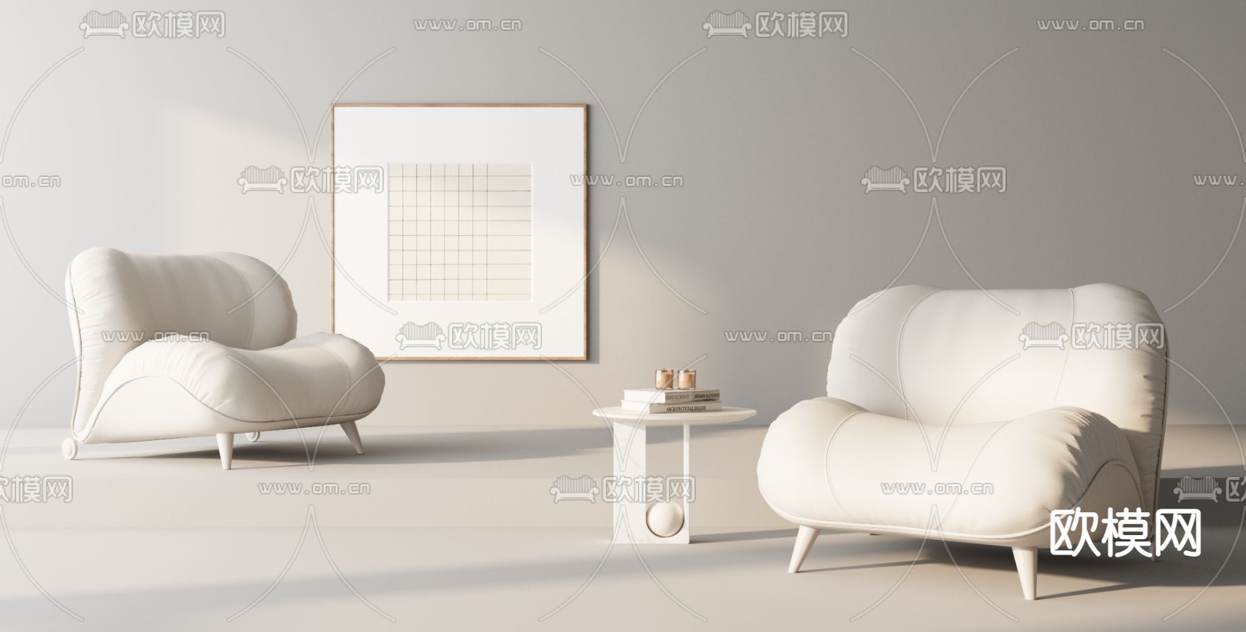 白色单人沙发3d模型下载