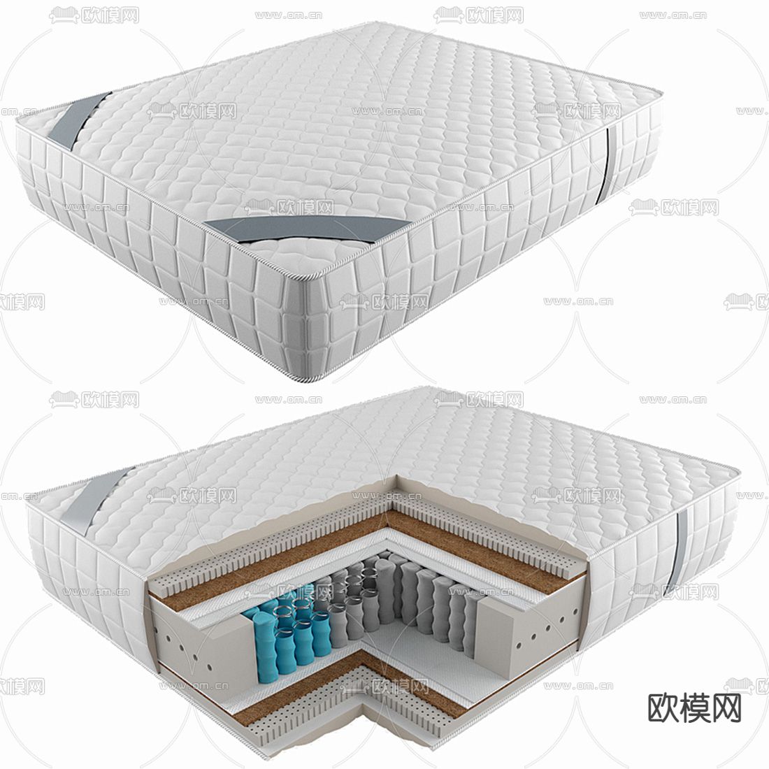 现代床垫3d模型下载